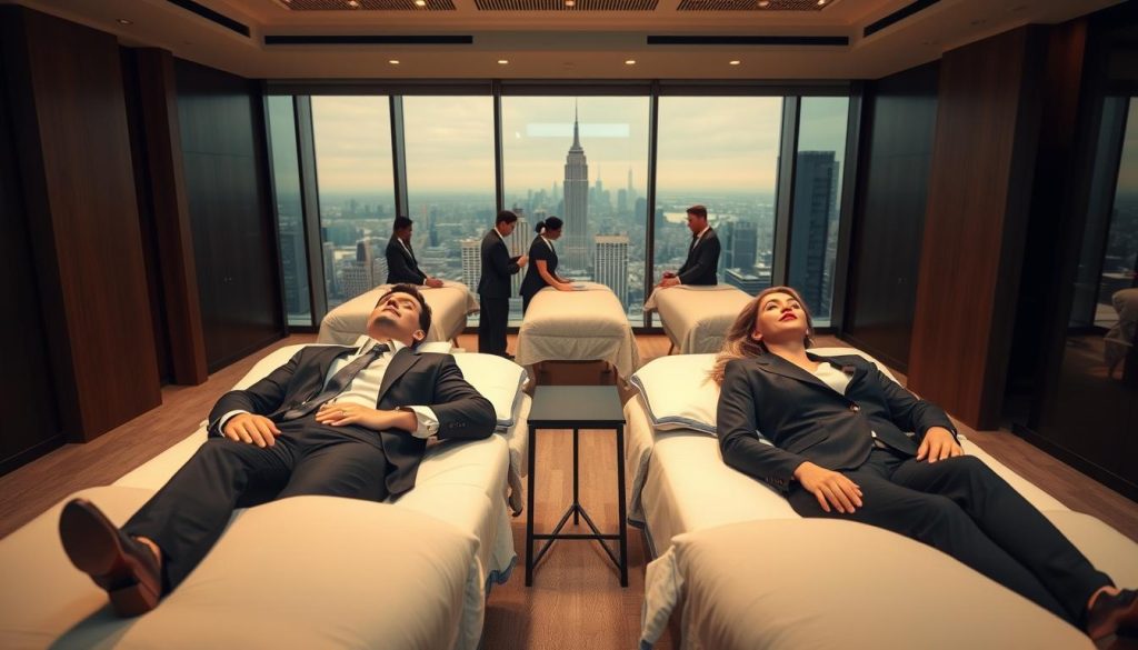 corporate warriors benefiting from massage services