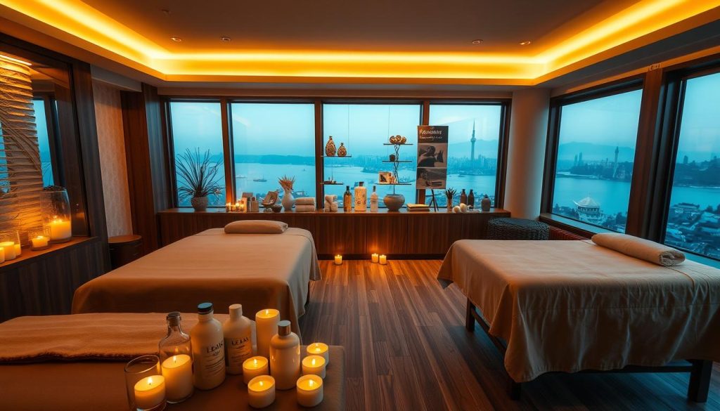 A serene massage parlor interior, with plush massage tables bathed in warm, diffused lighting. Soft, earth-toned fabrics and natural wood accents create a calming ambiance. In the foreground, a display of massage oils, lotions, and aromatic candles, inviting visitors to indulge in a rejuvenating experience. The middle ground features a display of massage techniques and therapeutic tools, conveying the expertise and professionalism of the therapists. In the background, a serene landscape or cityscape glimpsed through large windows, further enhancing the sense of tranquility and escape. The overall mood is one of relaxation, wellness, and attentive care, reflecting the recommendations of the massage therapists in Istanbul. A serene massage parlor interior, with plush massage tables bathed in warm, diffused lighting. Soft, earth-toned fabrics and natural wood accents create a calming ambiance. In the foreground, a display of massage oils, lotions, and aromatic candles, inviting visitors to indulge in a rejuvenating experience. The middle ground features a display of massage techniques and therapeutic tools, conveying the expertise and professionalism of the therapists. In the background, a serene landscape or cityscape glimpsed through large windows, further enhancing the sense of tranquility and escape. The overall mood is one of relaxation, wellness, and attentive care, reflecting the recommendations of the massage therapists in Istanbul.