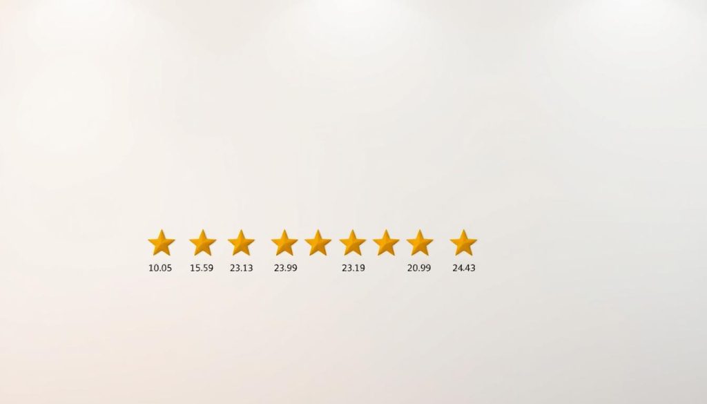 A sleek, minimalist display of customer reviews and ratings, showcasing a grid of five-star icons and numerical scores against a clean, white background. The layout is visually balanced, with the review data prominently featured in the foreground, while a soft, gradient-based background subtly frames the content. Subtle, warm lighting from above casts a gentle glow, creating a sense of professionalism and trustworthiness. The composition is designed to draw the viewer's attention to the key information, highlighting the top-rated nature of the massage salons in a clear, easy-to-digest format.