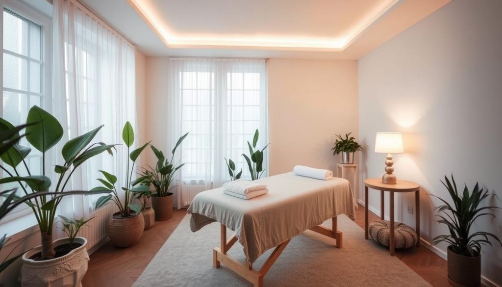 A cozy, well-lit session room in Kadıköy, with soft, natural lighting filtering through large windows. The room is furnished with a comfortable massage table, surrounded by soothing neutral-toned decor and calming potted plants. The warm, inviting atmosphere is enhanced by the gentle glow of a tabletop lamp, casting a subtle, relaxing ambiance. The camera angle captures the room's serene, spa-like ambiance, highlighting the attention to detail and the overall sense of tranquility, perfect for a relaxing massage experience. A cozy, well-lit session room in Kadıköy, with soft, natural lighting filtering through large windows. The room is furnished with a comfortable massage table, surrounded by soothing neutral-toned decor and calming potted plants. The warm, inviting atmosphere is enhanced by the gentle glow of a tabletop lamp, casting a subtle, relaxing ambiance. The camera angle captures the room's serene, spa-like ambiance, highlighting the attention to detail and the overall sense of tranquility, perfect for a relaxing massage experience.
