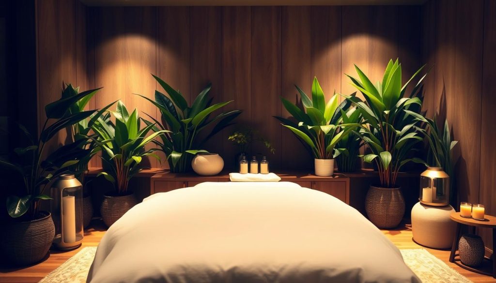 A serene massage studio in Kadıköy, with soft, diffused lighting illuminating a plush massage table draped in crisp, white linens. Lush, verdant plants line the perimeter, infusing the space with a calming, natural ambiance. The scene exudes a sense of tranquility and relaxation, inviting the viewer to imagine the restorative benefits of an indulgent massage experience. Warm, earthy tones throughout create a cozy, spa-like atmosphere, while the thoughtful placement of candles and essential oil diffusers heighten the sensory experience. The overall composition emphasizes the soothing, therapeutic nature of the massage treatment, reflecting the health benefits described in the article. A serene massage studio in Kadıköy, with soft, diffused lighting illuminating a plush massage table draped in crisp, white linens. Lush, verdant plants line the perimeter, infusing the space with a calming, natural ambiance. The scene exudes a sense of tranquility and relaxation, inviting the viewer to imagine the restorative benefits of an indulgent massage experience. Warm, earthy tones throughout create a cozy, spa-like atmosphere, while the thoughtful placement of candles and essential oil diffusers heighten the sensory experience. The overall composition emphasizes the soothing, therapeutic nature of the massage treatment, reflecting the health benefits described in the article.