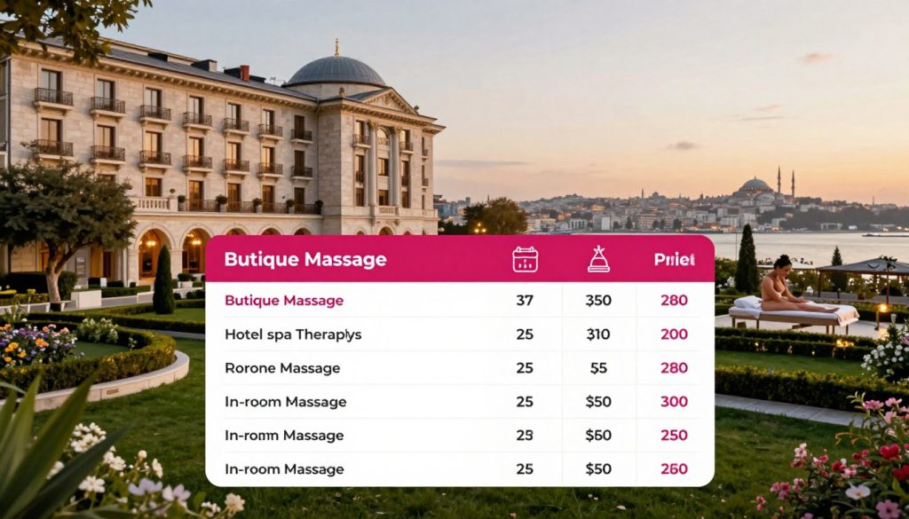 hotel massage prices Istanbul